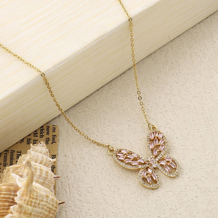 Irene Baguette Gold Butterfly Necklace