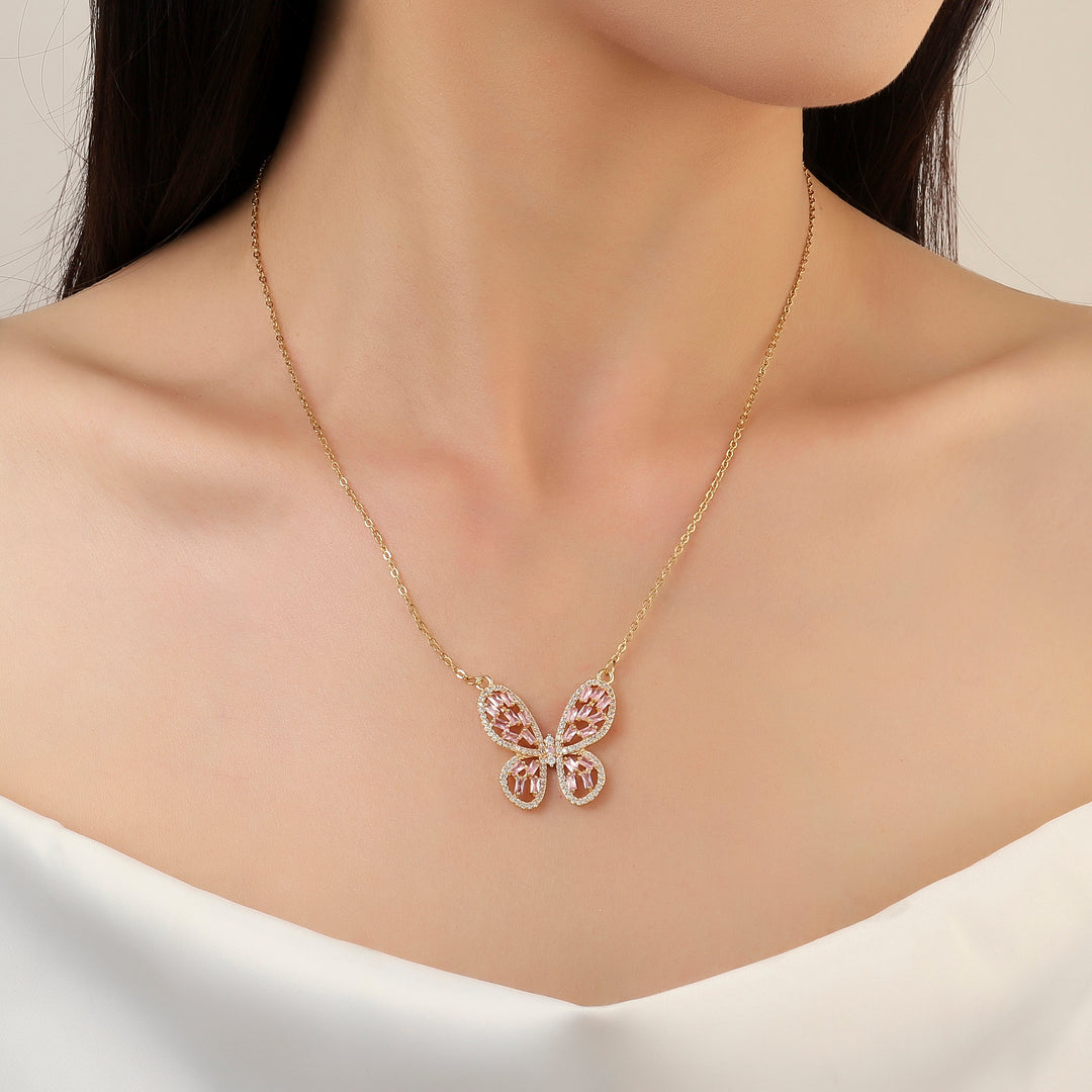 Irene Baguette Gold Butterfly Necklace