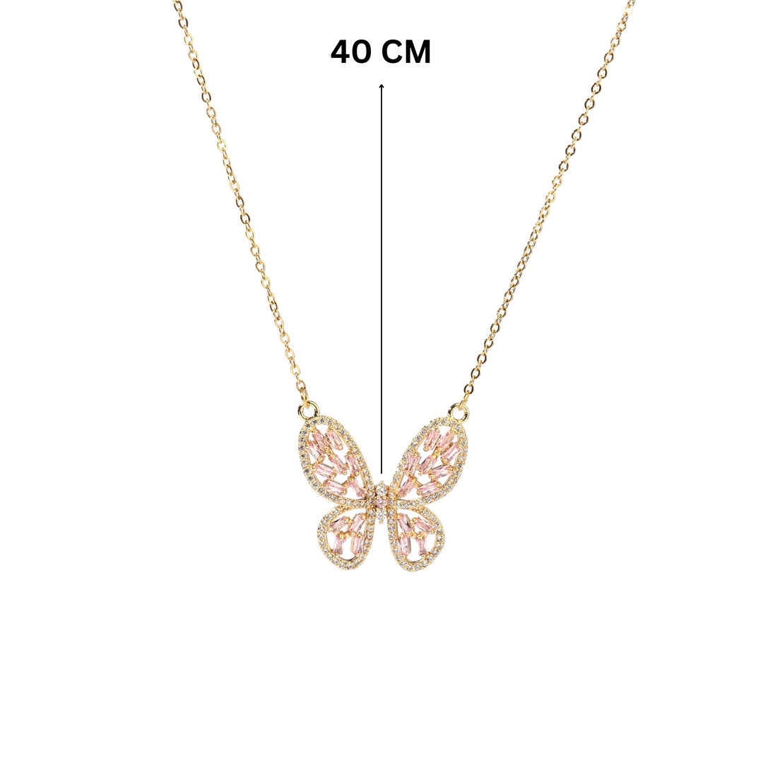Irene Baguette Gold Butterfly Necklace