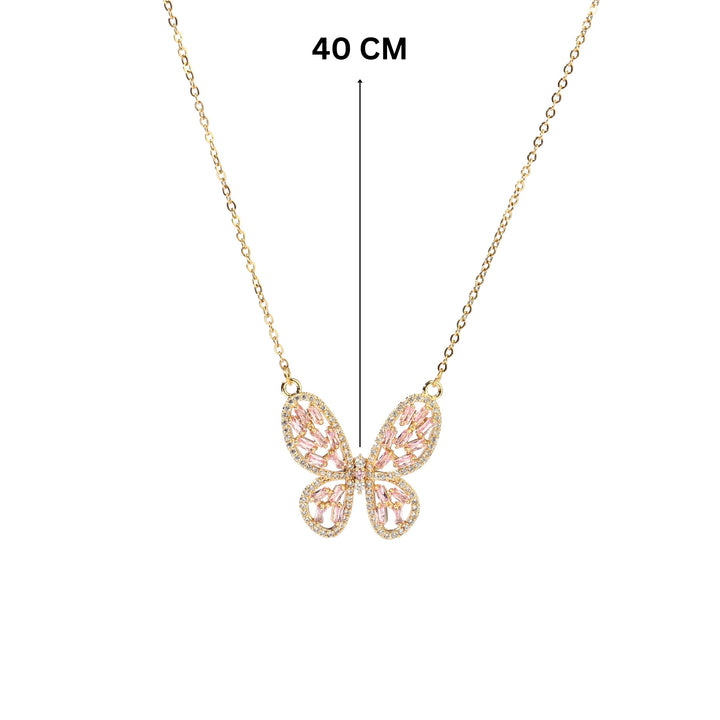 Irene Baguette Gold Butterfly Necklace
