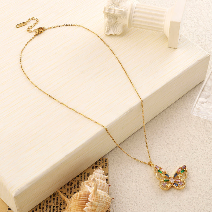 Bambi Baguette Butterfly Necklace - Salty Accessories