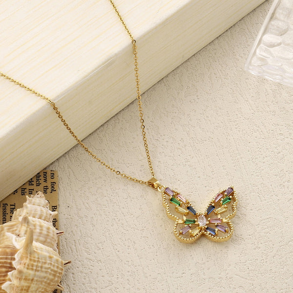 Bambi Baguette Butterfly Necklace