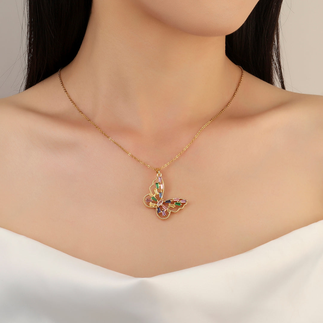 Bambi Baguette Butterfly Necklace - Salty Accessories