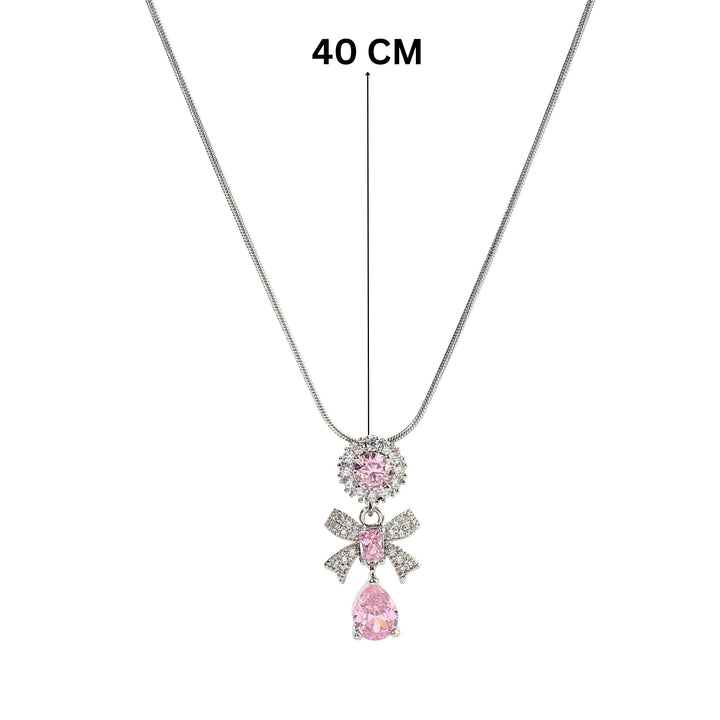 Anemone Pink Crystal Bow Necklace - Salty Accessories