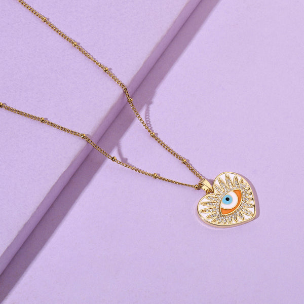 Medea Evil Eye Heart Necklace
