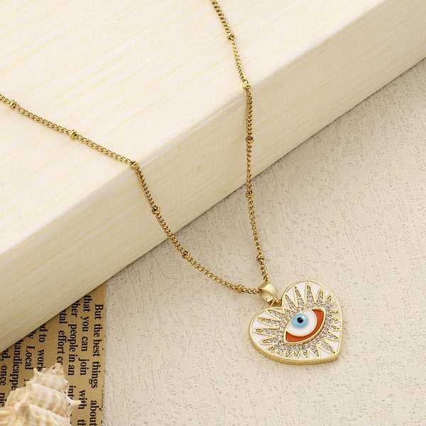 Medea Evil Eye Heart Necklace