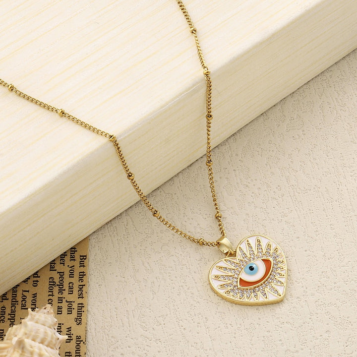 Medea Evil Eye Heart Necklace