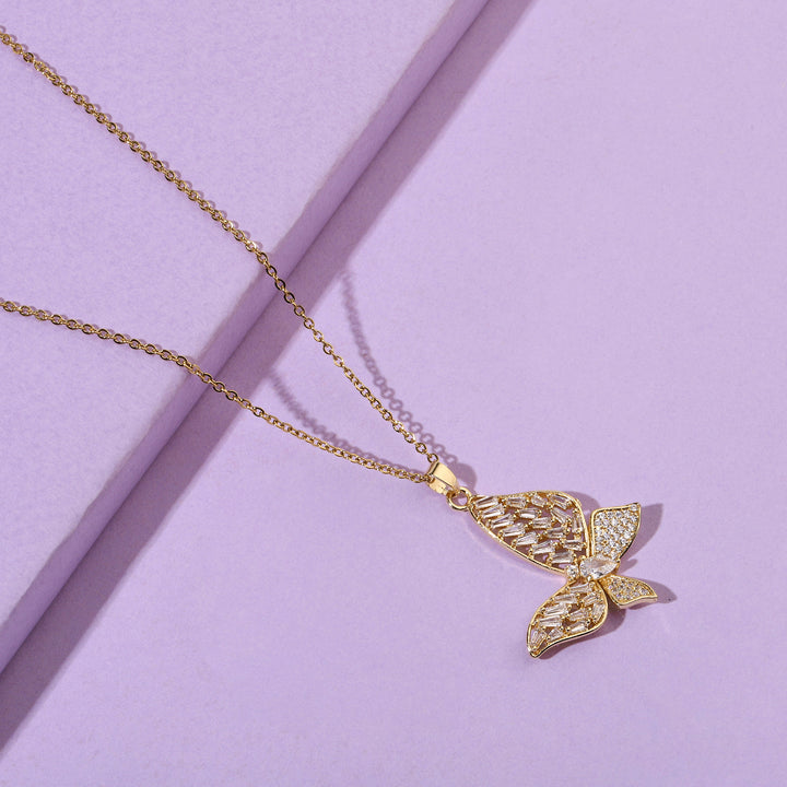 Falena Baguette Butterfly Necklace