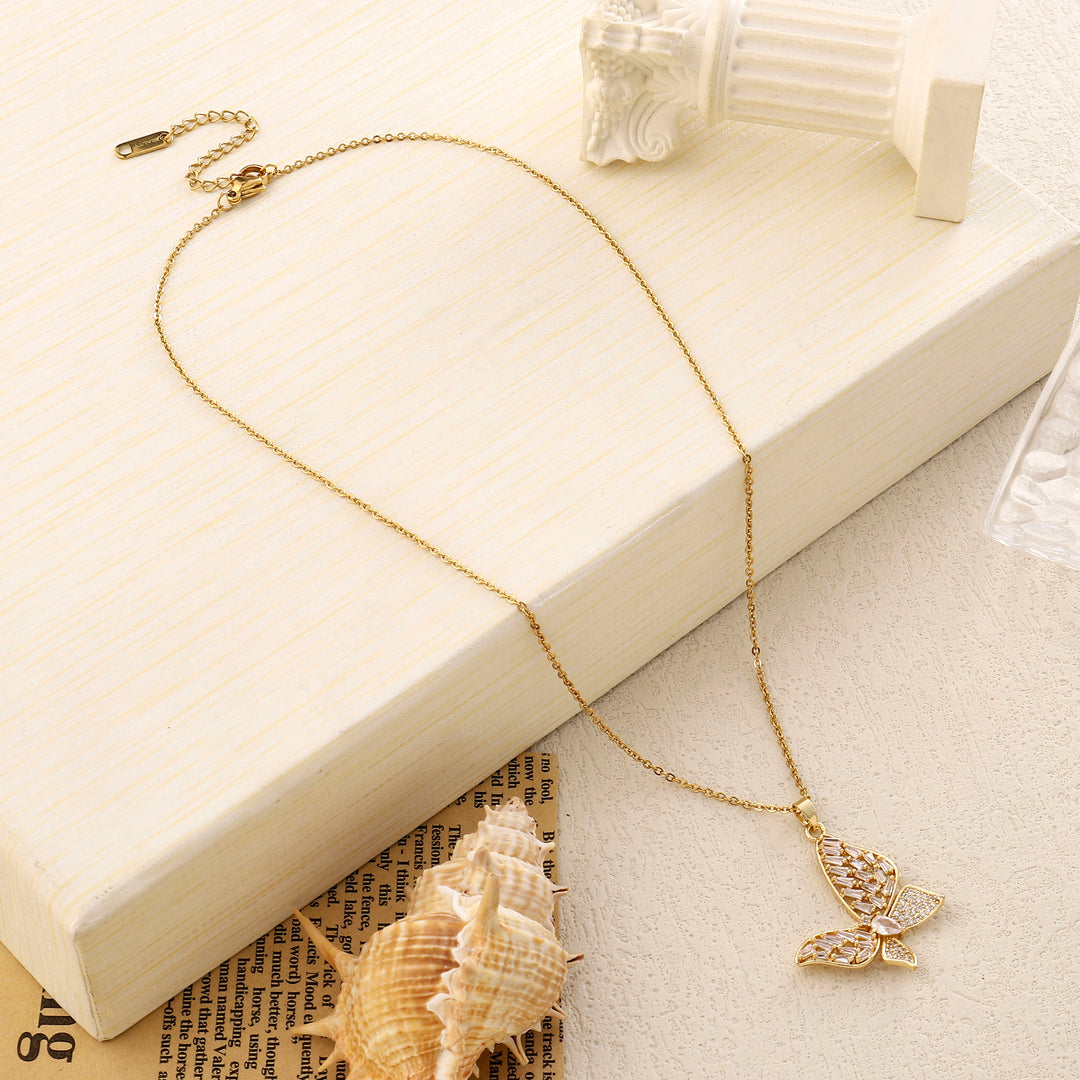 Falena Baguette Butterfly Necklace - Salty Accessories