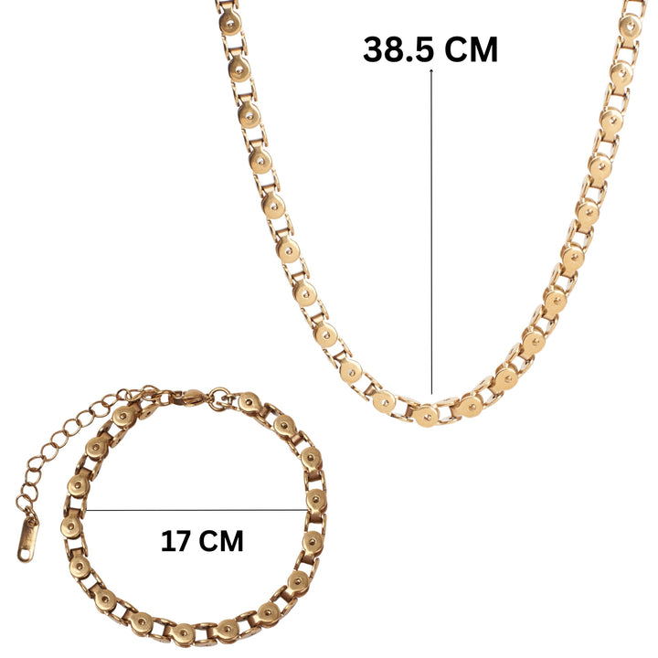 Artisan's Touch Golden Chain Necklace & Bracelet Set