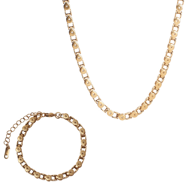 Artisan's Touch Golden Chain Necklace & Bracelet Set