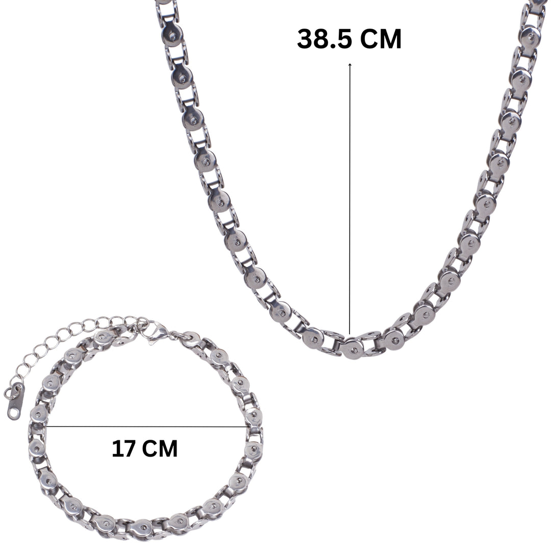 Artisan's Touch Silver Chain Necklace & Bracelet Set