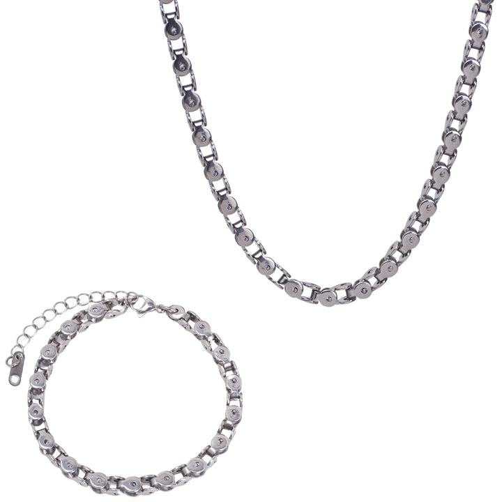 Artisan's Touch Silver Chain Necklace & Bracelet Set