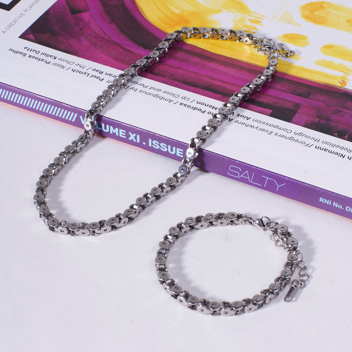 Artisan's Touch Silver Chain Necklace & Bracelet Set