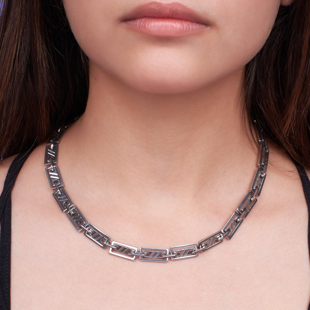 Modern Edge Silver Necklace