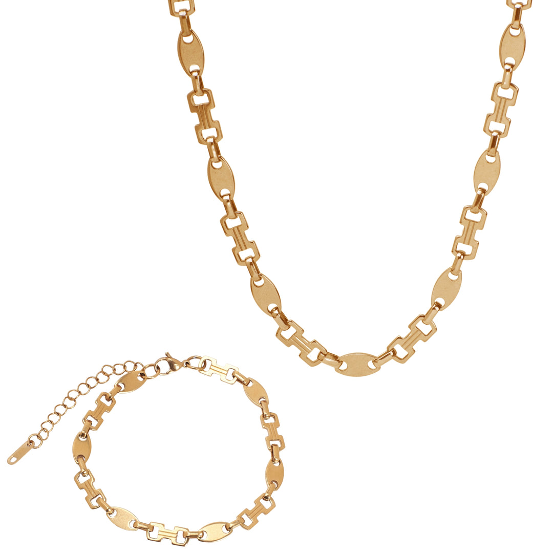 Minimalist Golden Necklace & Bracelet Set