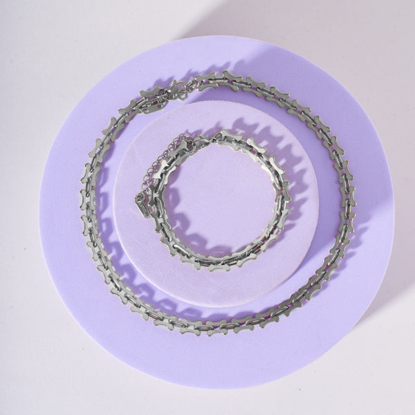 Elegant Silver Dainty Link Jewelry Set
