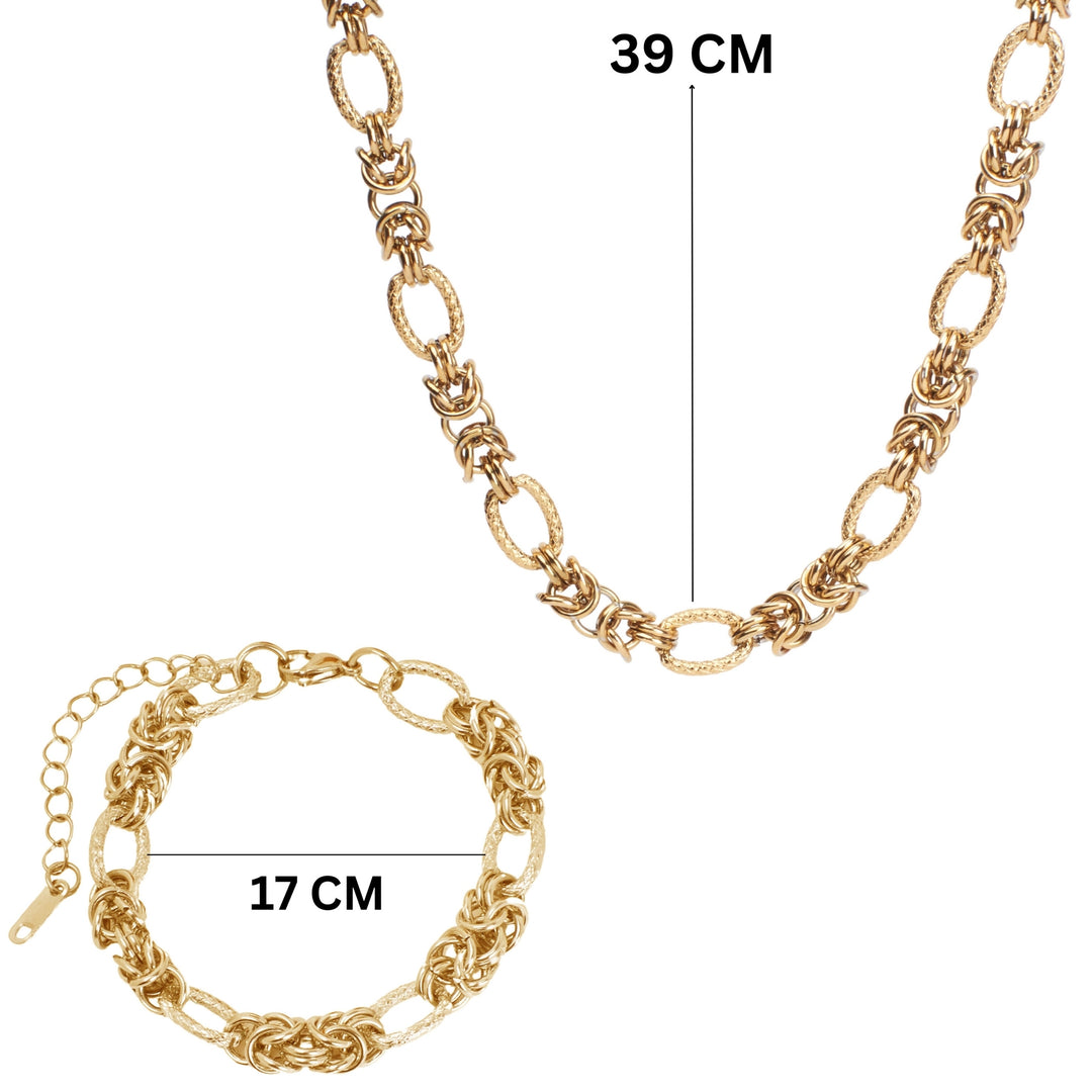 Chic Links Golden Necklace & Bracelet Set