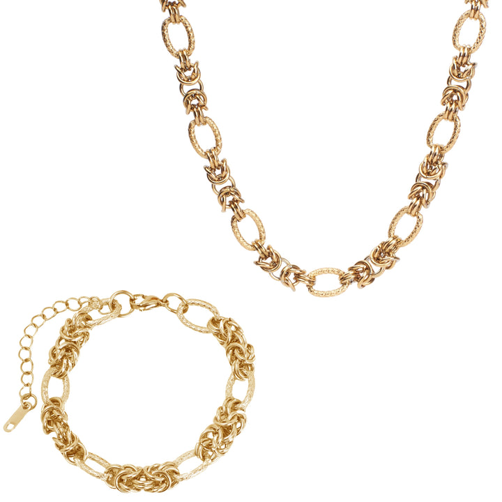 Chic Links Golden Necklace & Bracelet Set