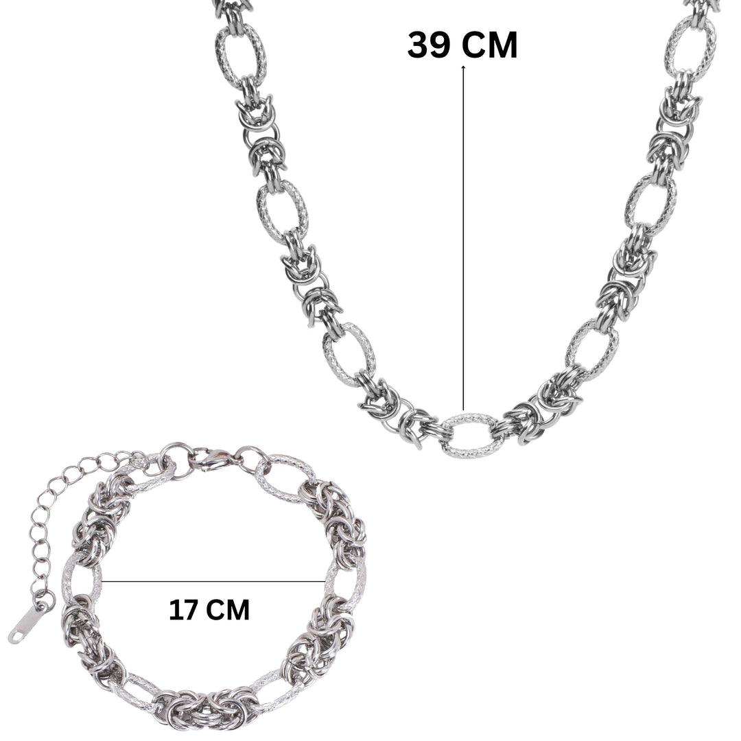 Chic Links Silver Necklace & Bracelet Set