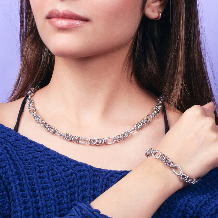 Chic Links Silver Necklace & Bracelet Set