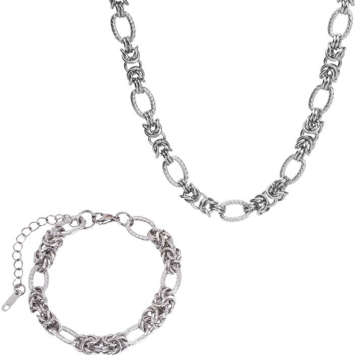 Chic Links Silver Necklace & Bracelet Set