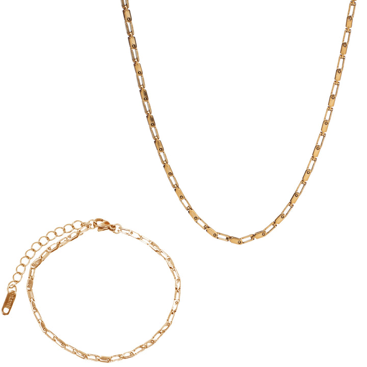 Layered Luxe Golden Necklace & Bracelet Set