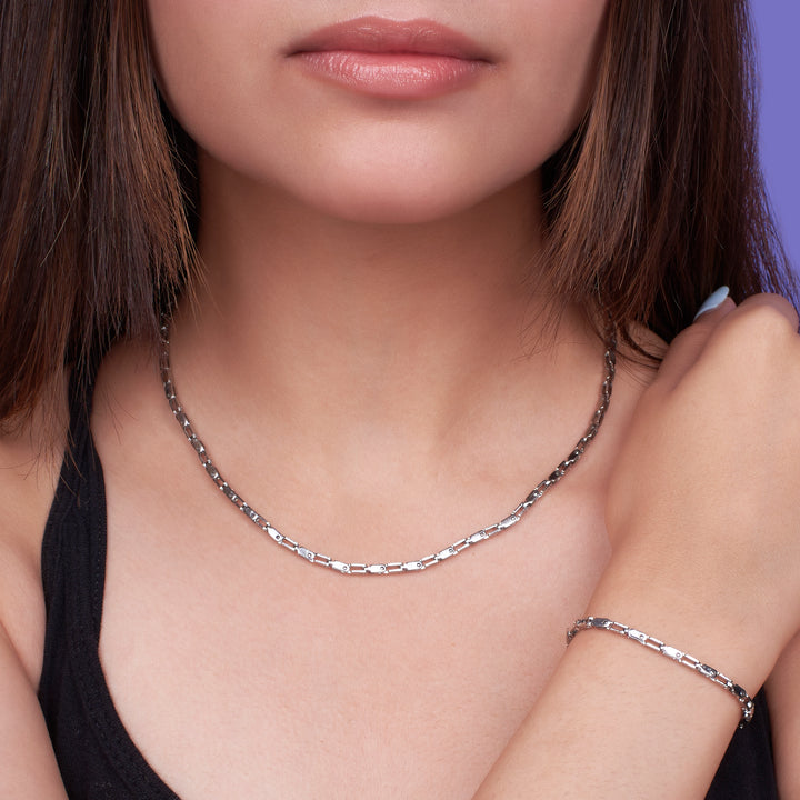 Layered Luxe Silver Necklace & Bracelet Set