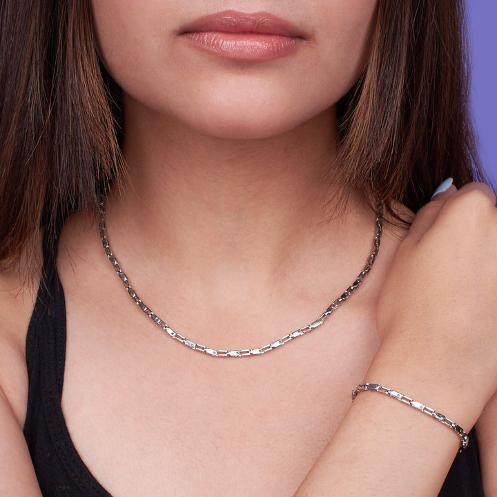 Layered Luxe Silver Necklace & Bracelet Set