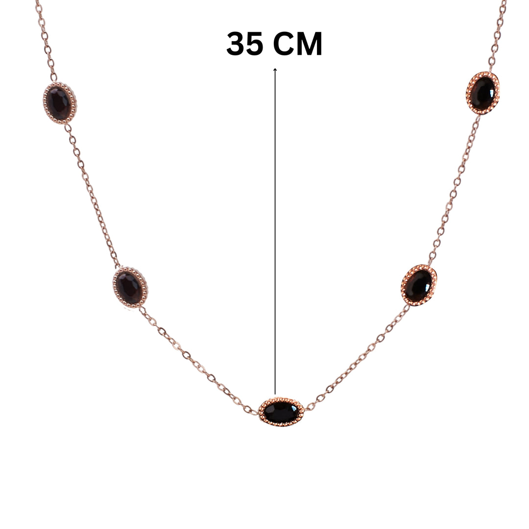 Crystal Cascade Black Stone Necklace