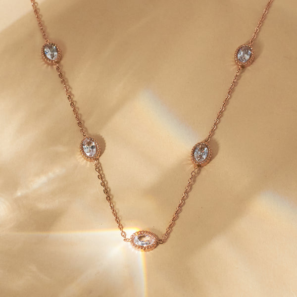 Crystal Cascade White Stone   Necklace
