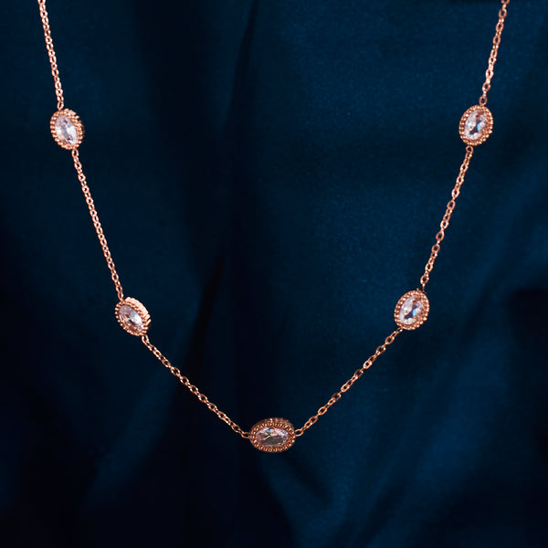 Crystal Cascade White Stone   Necklace