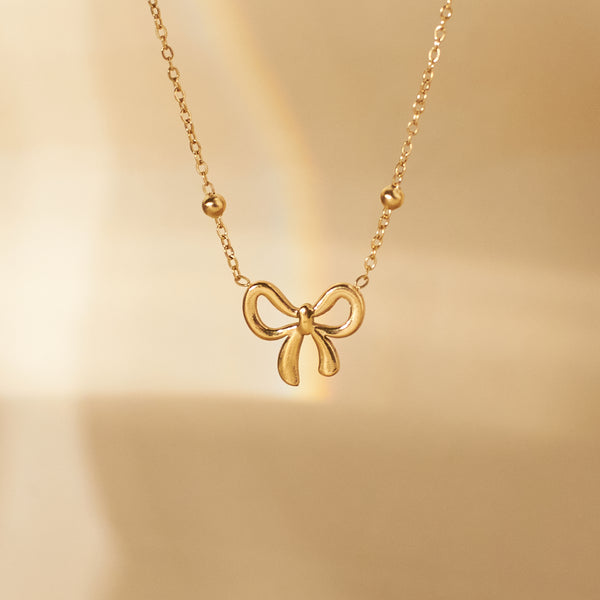 Elegant Bow Knot Gold Necklace