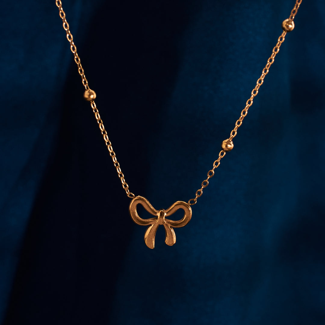 Elegant Bow Knot Gold Necklace
