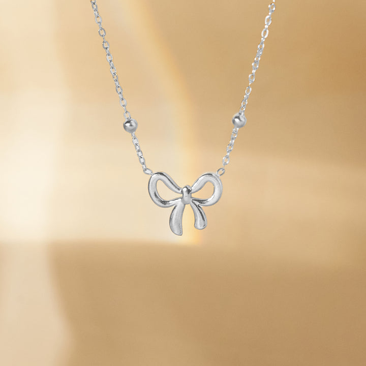 Elegant Bow Knot Silver Necklace - Salty Accessories