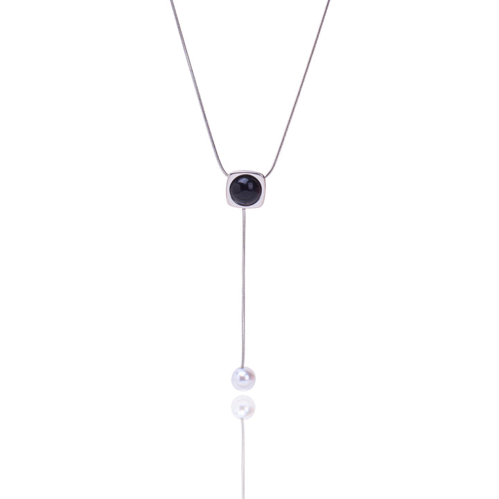 Moon Pearl Silver Necklace - Salty Accessories