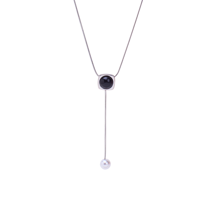 Moon Pearl Silver Necklace - Salty Accessories