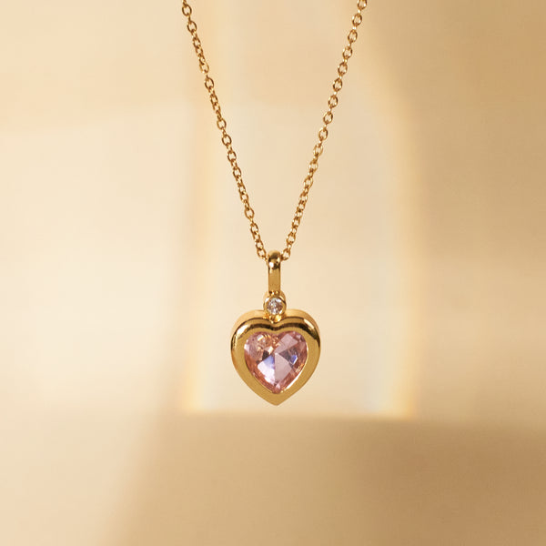 Rosy stone Love Gold Necklace