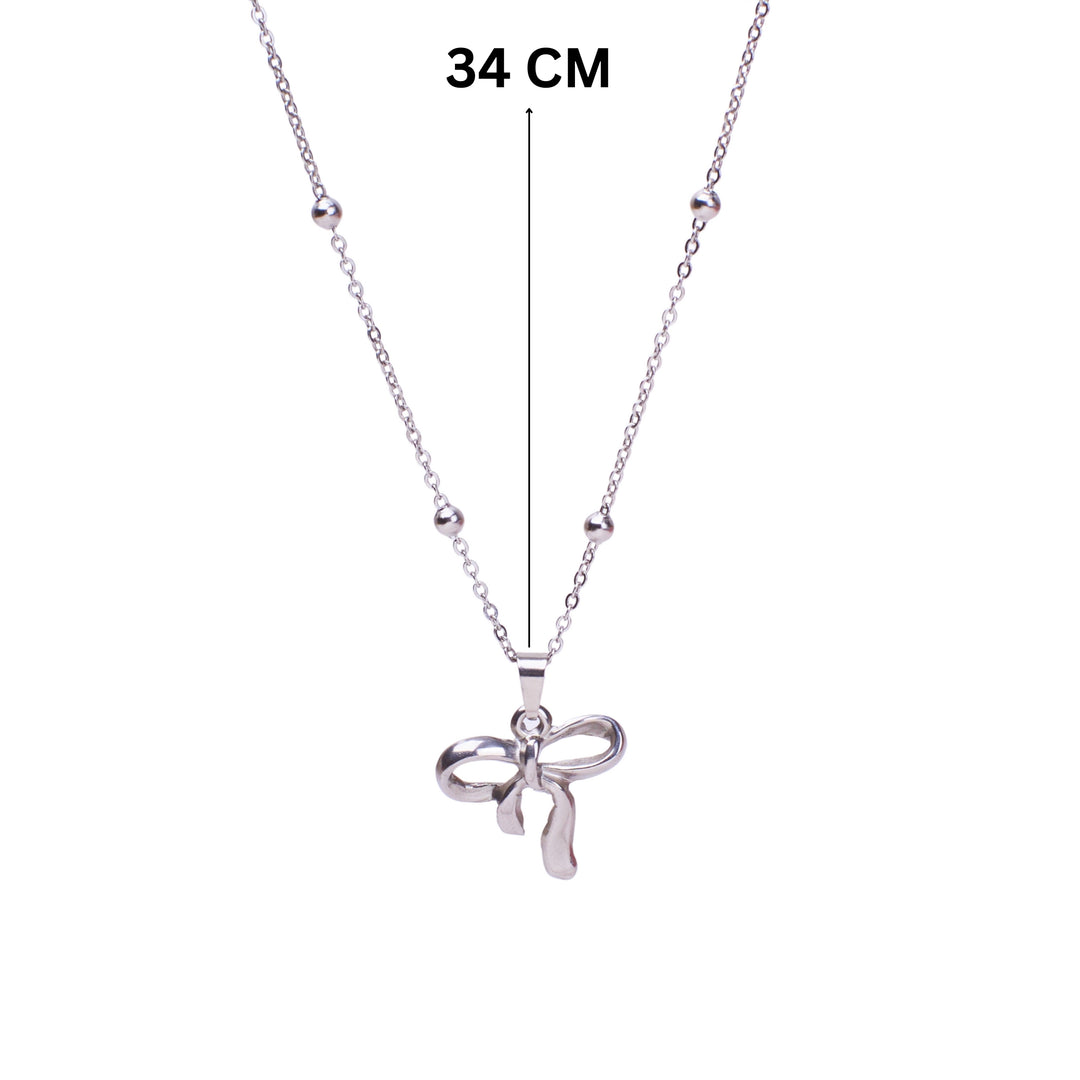 Ribbon Charm Silver Necklace - Salty Accessories