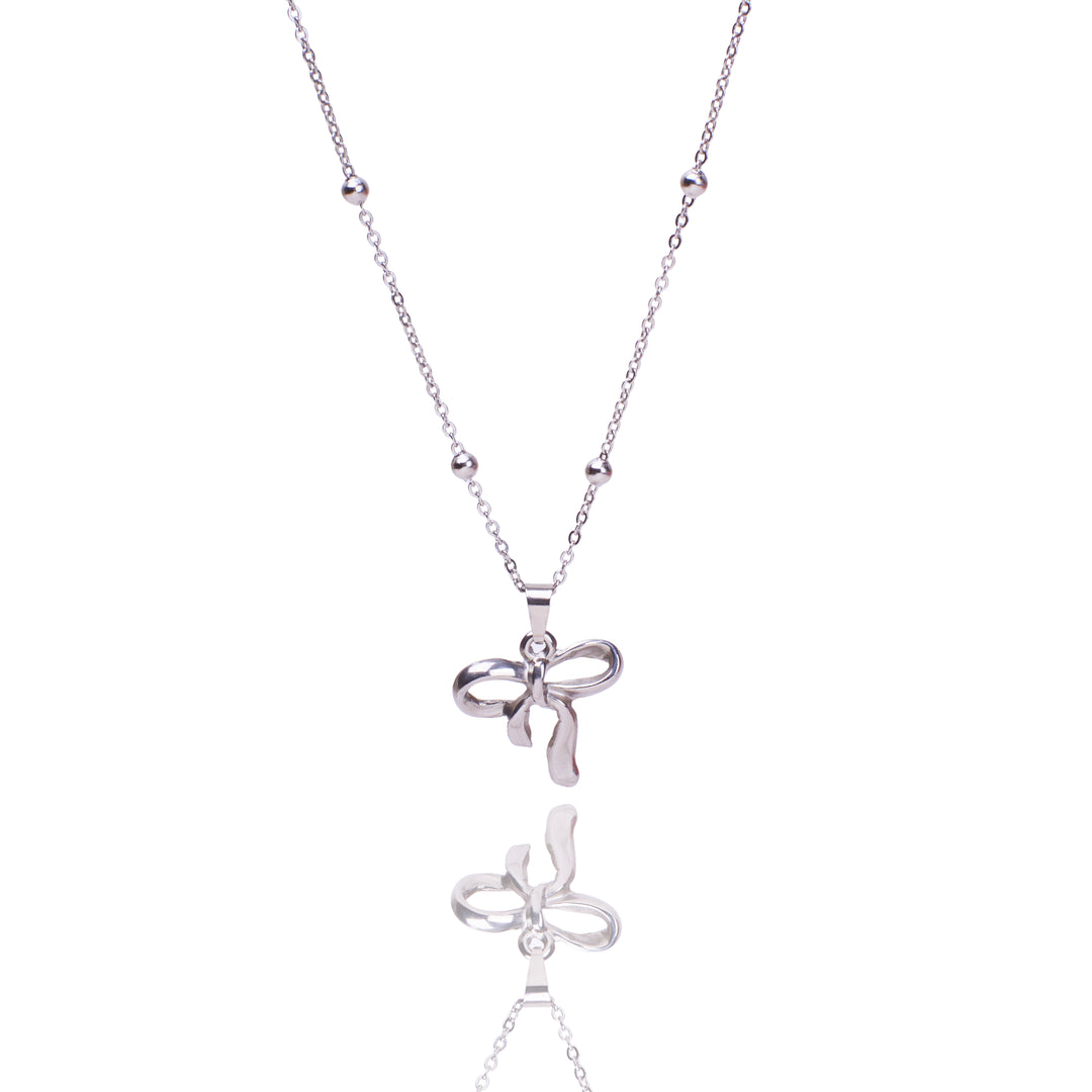 Ribbon Charm Silver Necklace - Salty Accessories