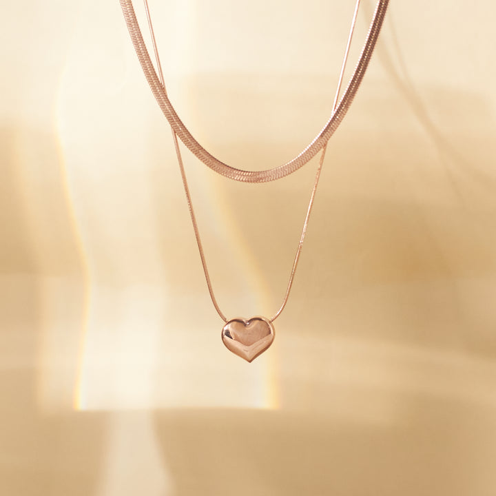 Amour Heart  Gold Necklace - Salty Accessories