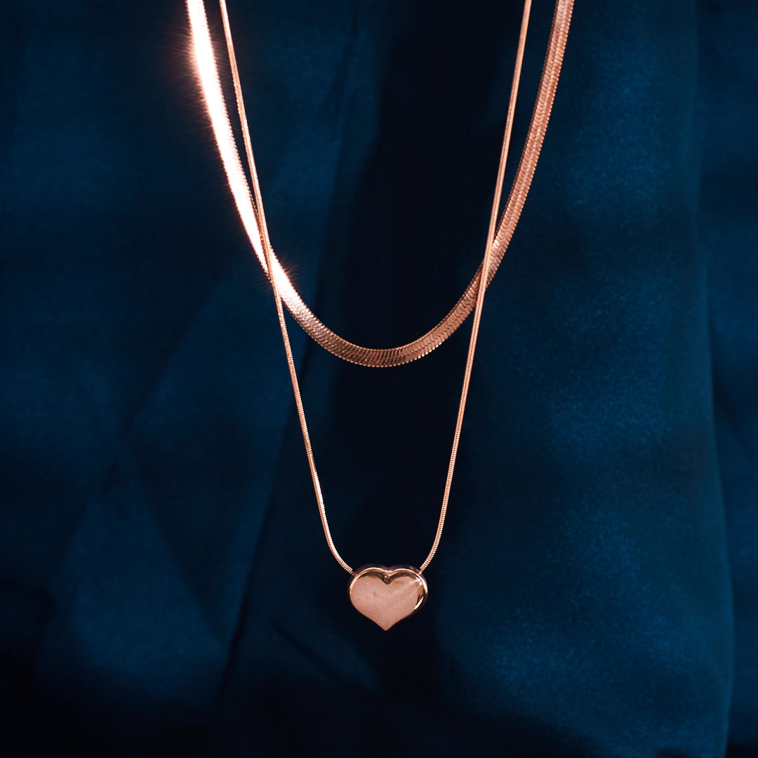 Amour Heart  Gold Necklace - Salty Accessories