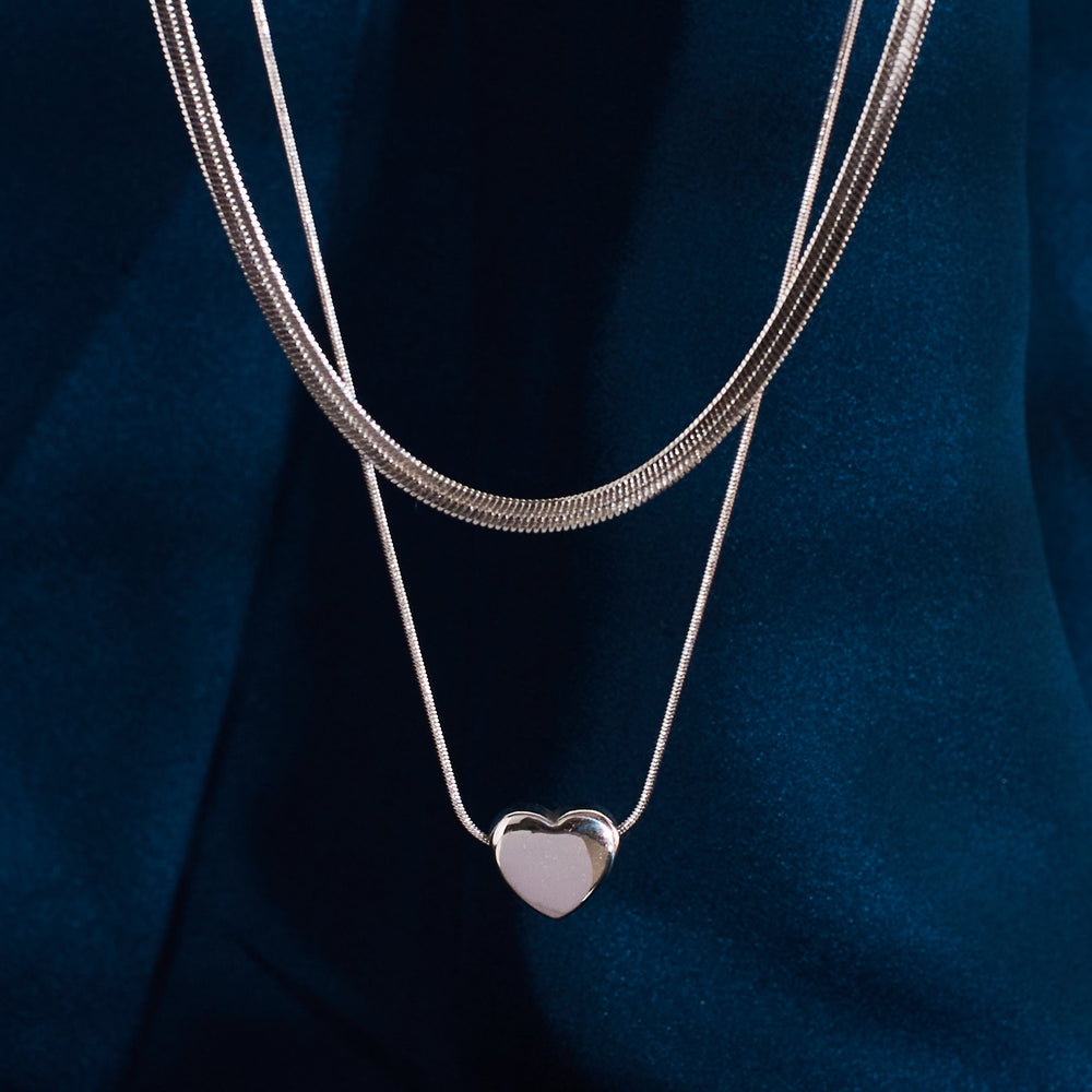 Amour Heart Silver Necklace - Salty Accessories