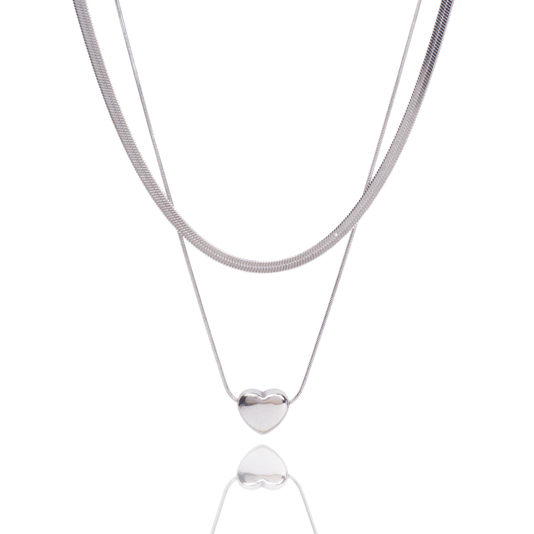 Amour Heart Silver Necklace - Salty Accessories