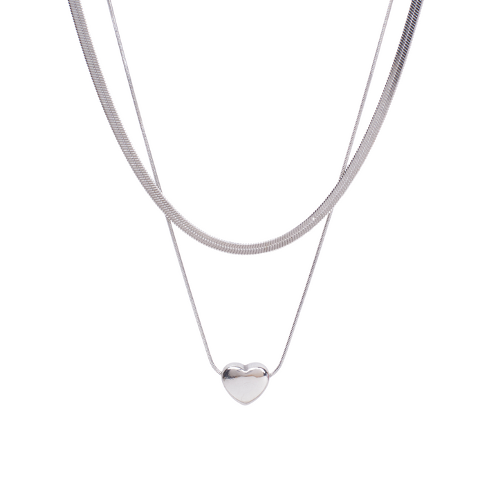 Amour Heart Silver Necklace - Salty Accessories