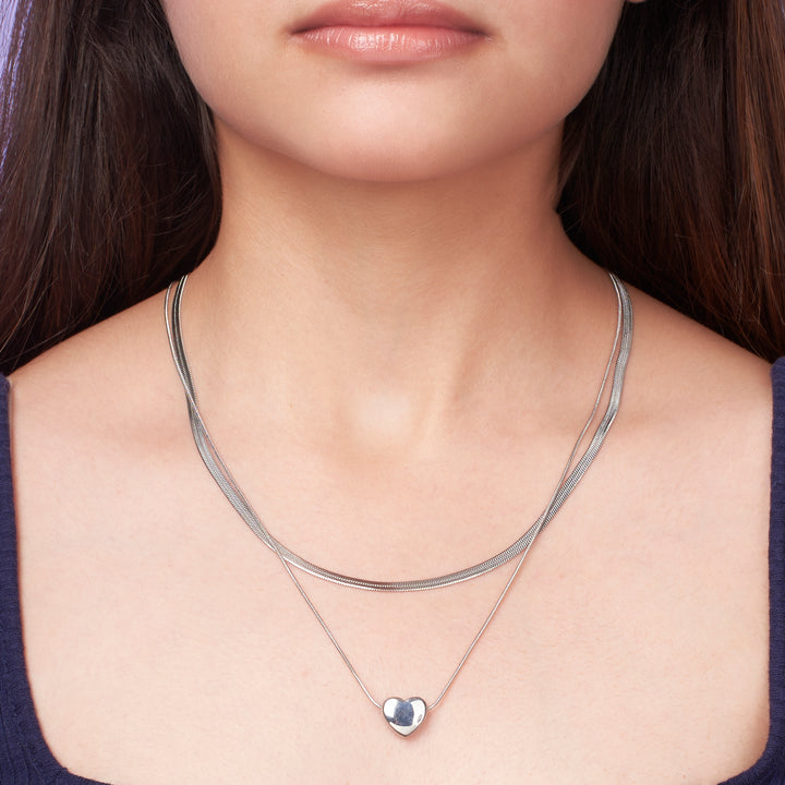 Amour Heart Silver Necklace - Salty Accessories