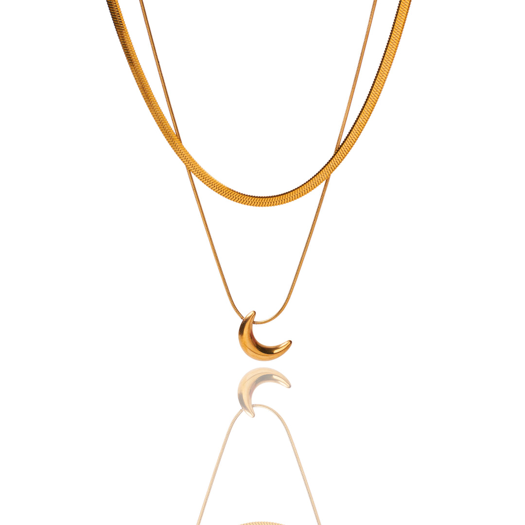 Half Moon Halo Gold Necklace