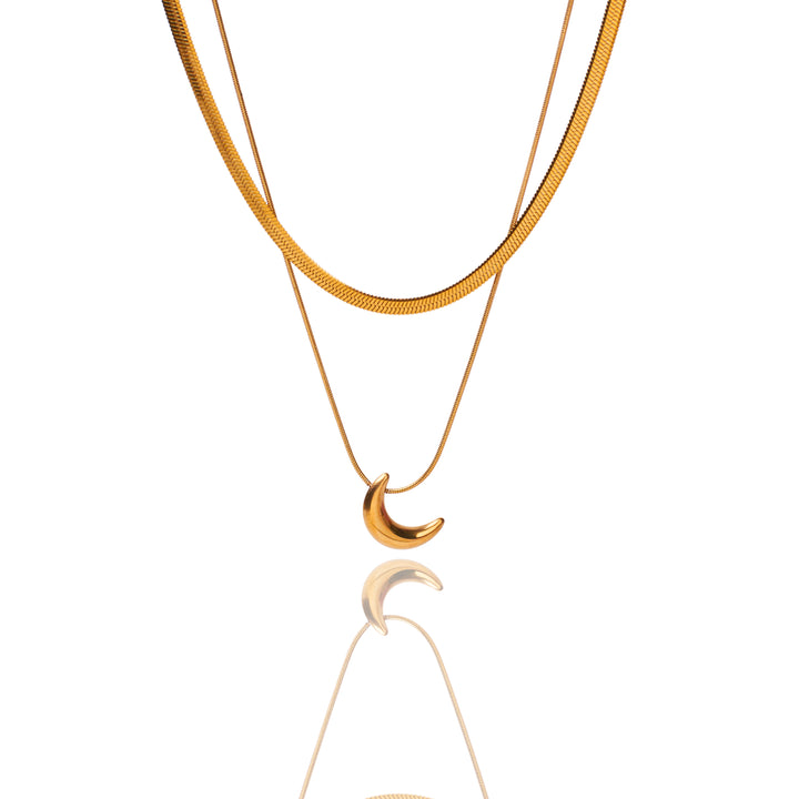 Half Moon Halo Gold Necklace
