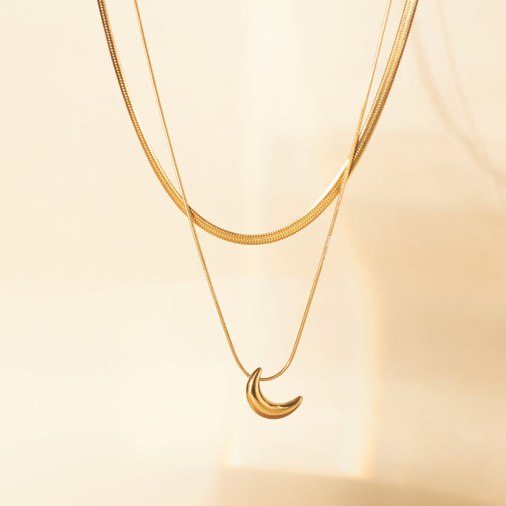 Half Moon Halo Gold Necklace