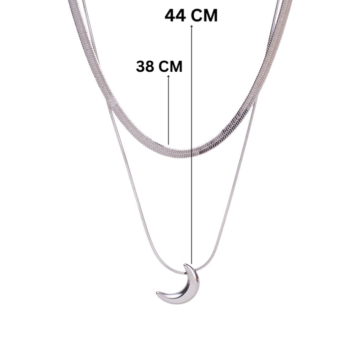 Half Moon Halo Silver Necklace